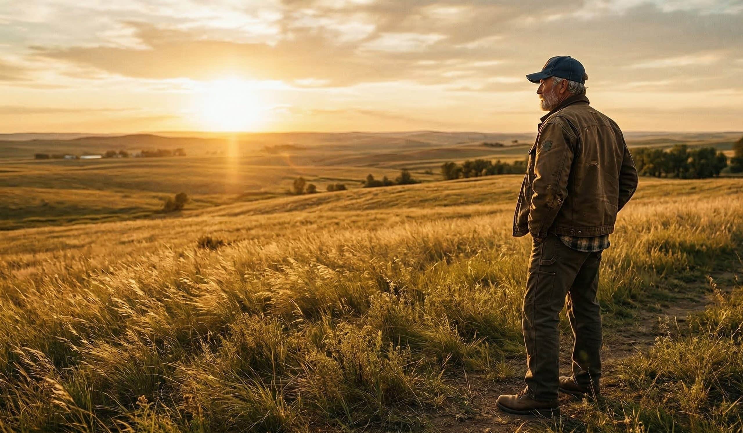 Man Looking Over Nebraska Field